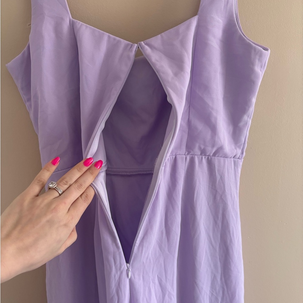 Lulus Glamorous Disposition Lavender Ruched Maxi Dress Size Large Bridesmaid - Picture 7 of 9